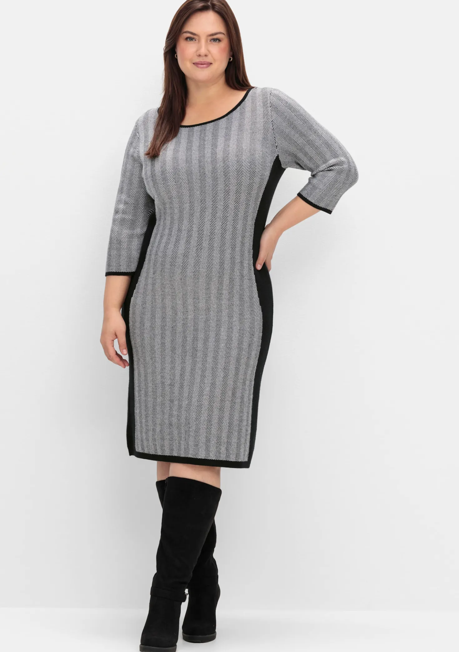 Strickkleid mit Fischgrät-Muster