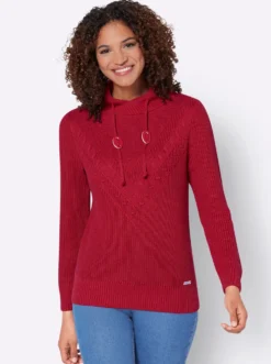Strickpullover mit überlappendem Stehkragen