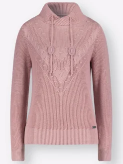 Strickpullover mit überlappendem Stehkragen