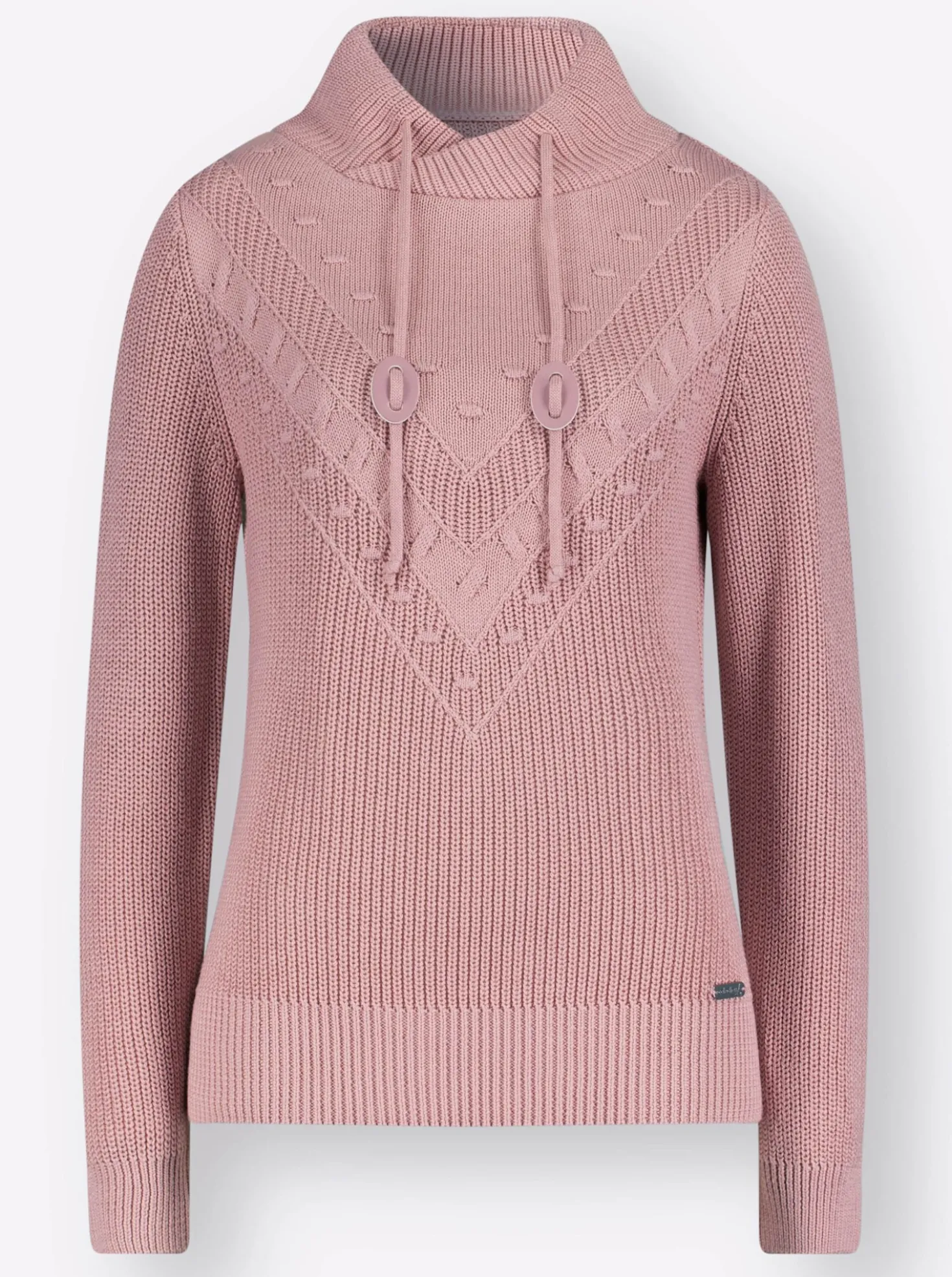 Strickpullover mit überlappendem Stehkragen