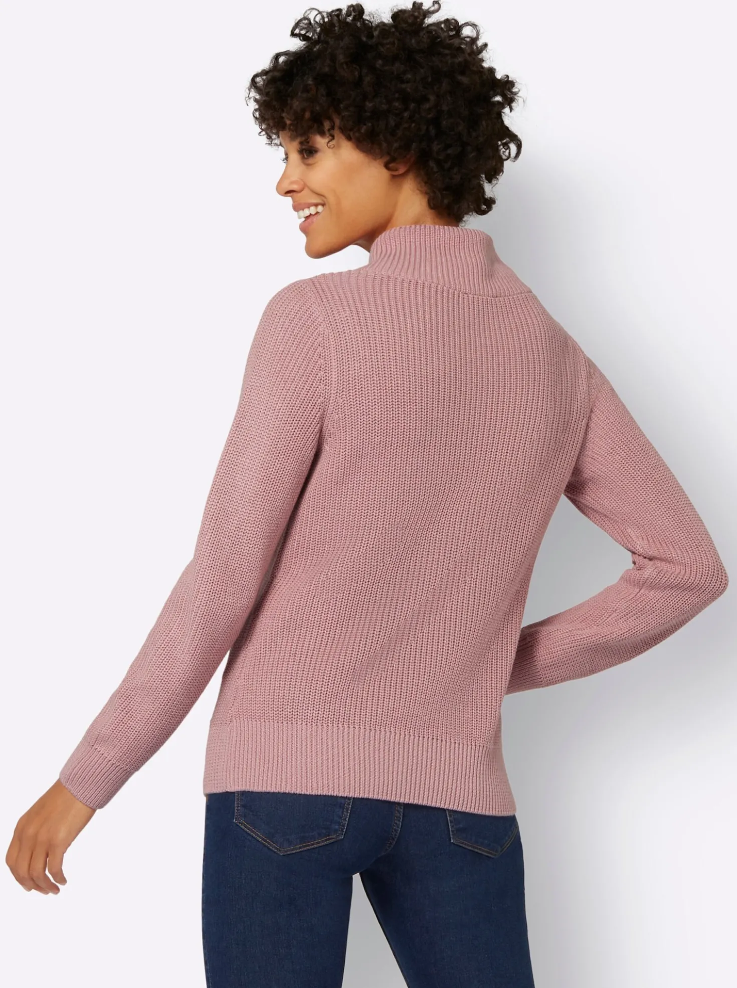 Strickpullover mit überlappendem Stehkragen