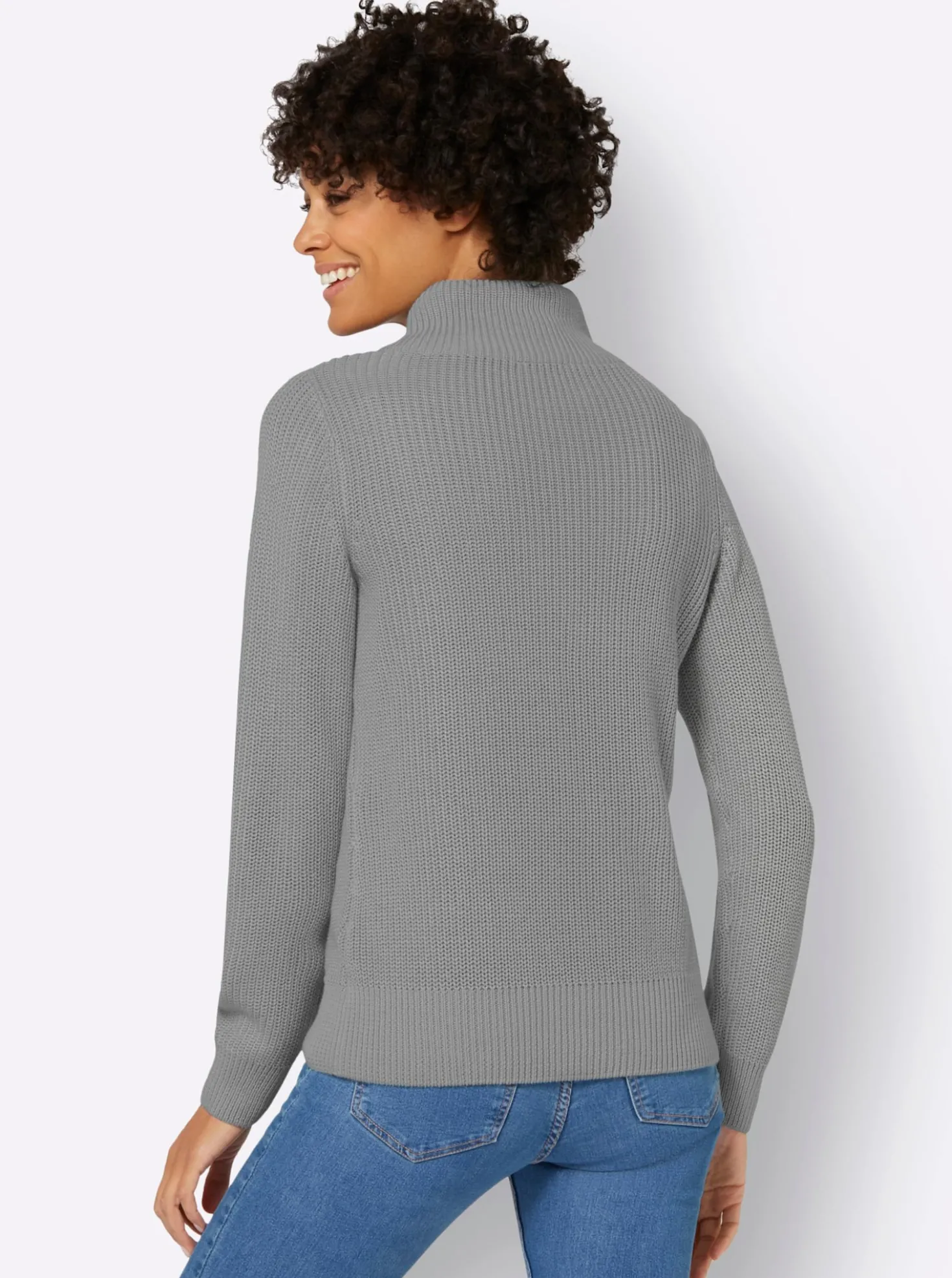 Strickpullover mit überlappendem Stehkragen