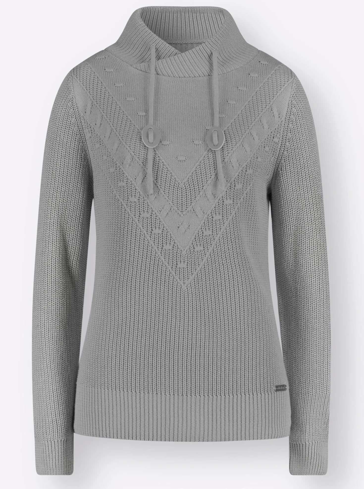 Strickpullover mit überlappendem Stehkragen