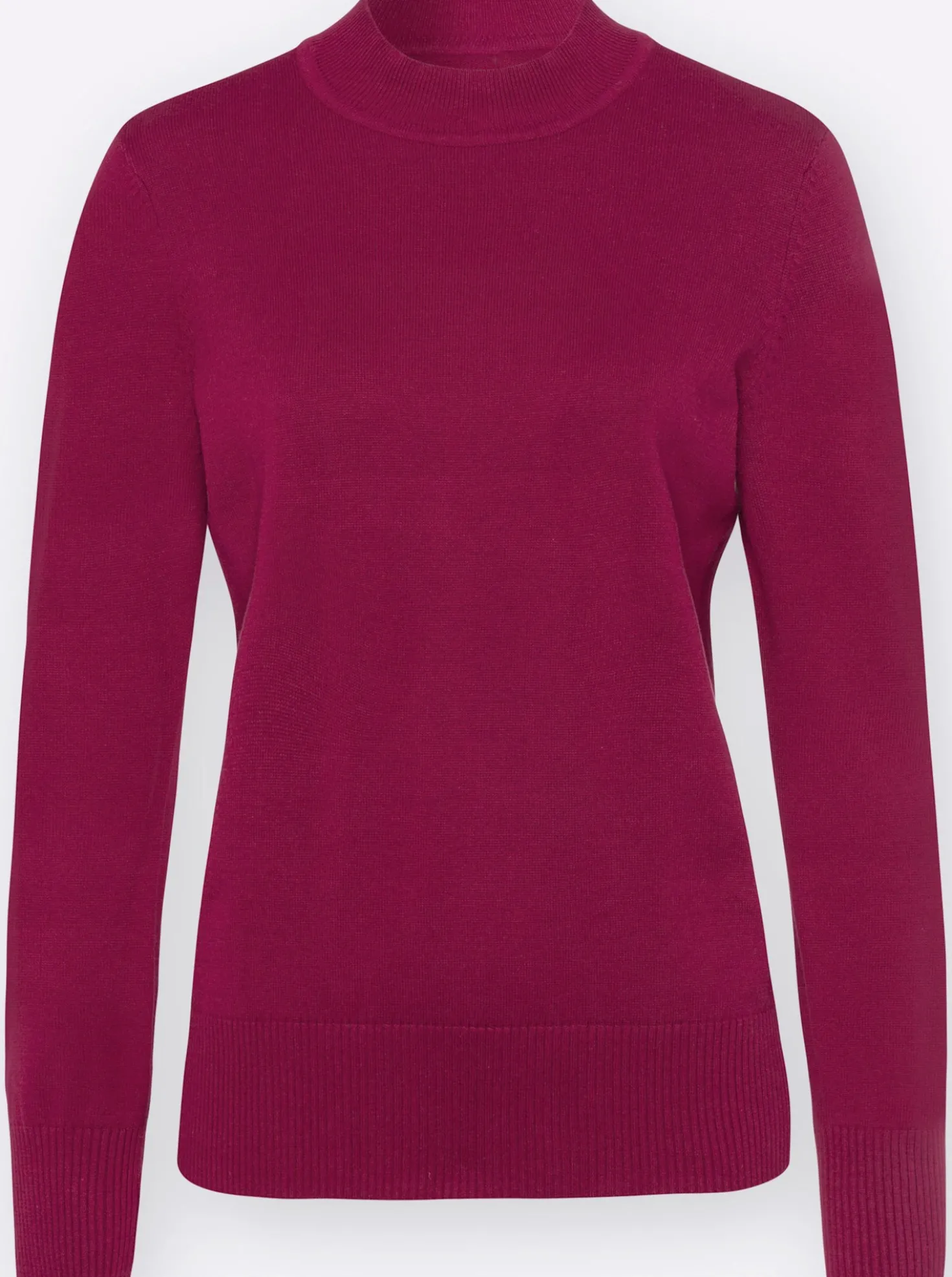 Strickpullover mit geripptem Stehkragen