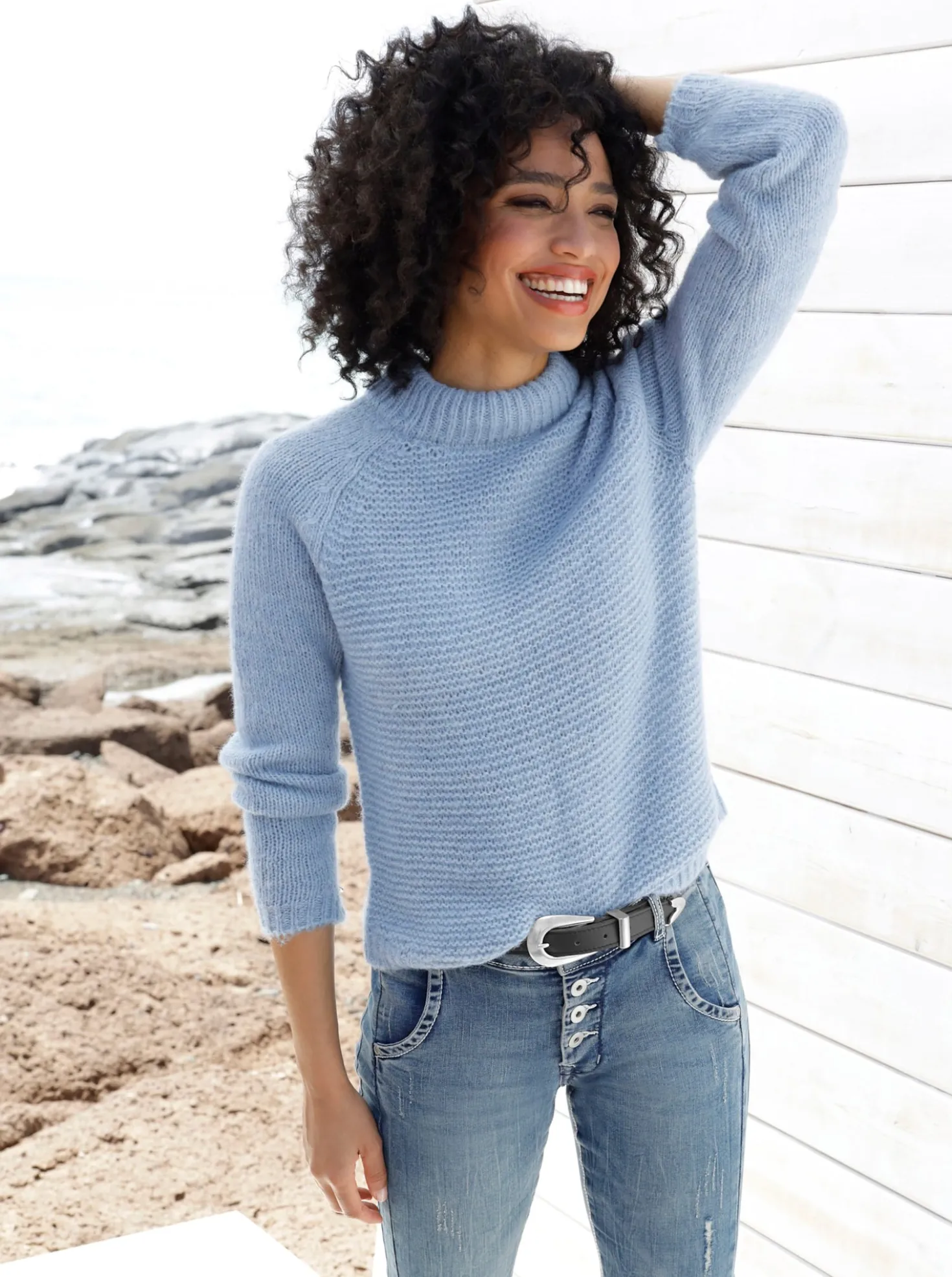 Strickpullover mit Raglan-Ärmel