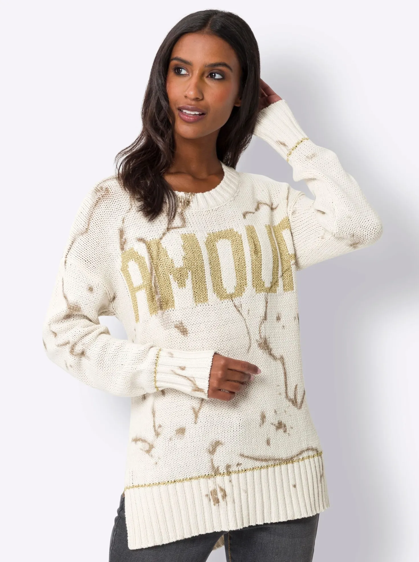 Strickpullover mit Schriftzug