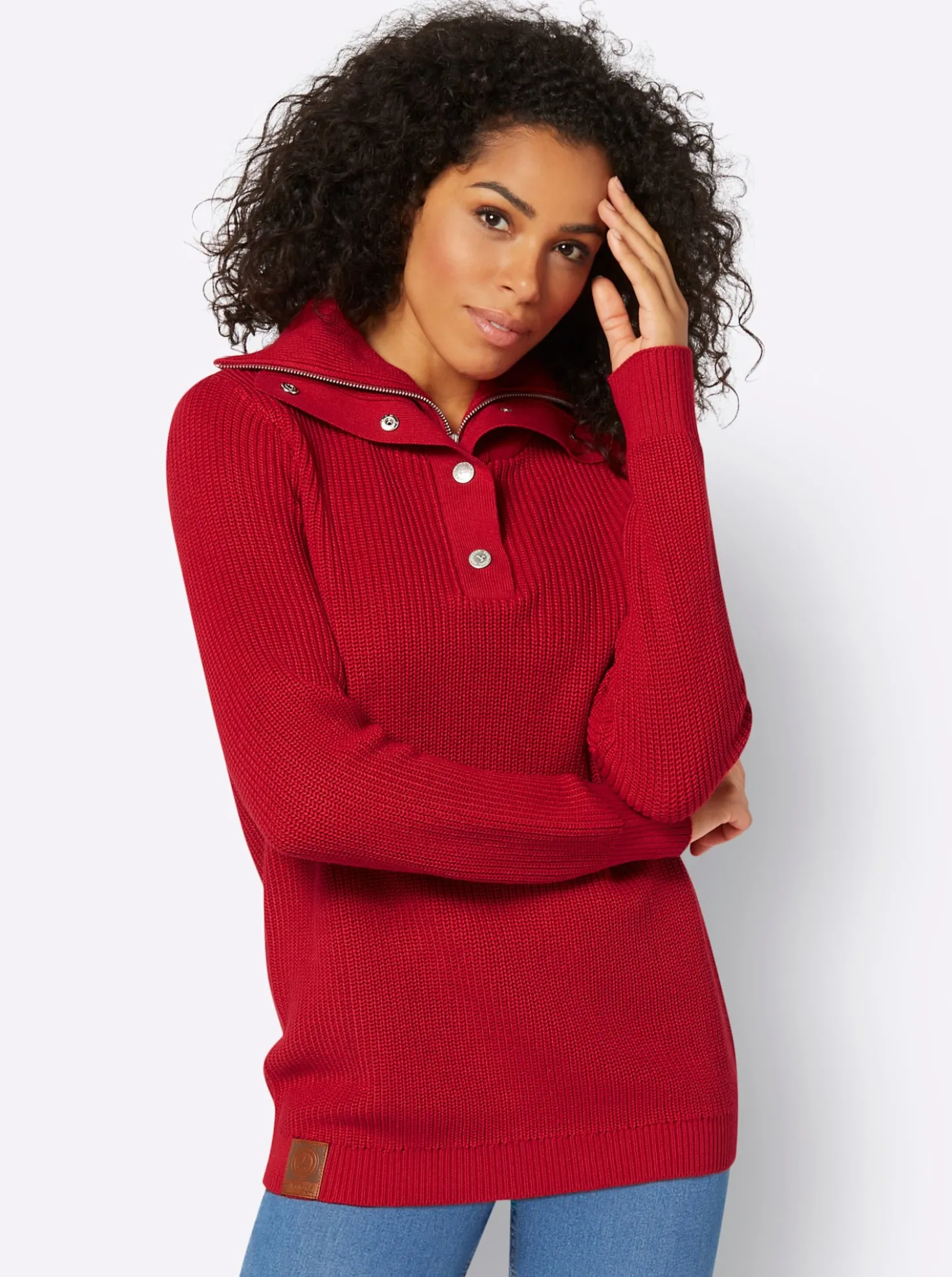 Strickpullover mit Troyerkragen
