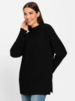 Strickpullover mit Zierknopfleiste im Rücken