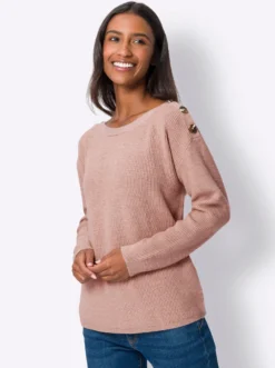 Strickpullover mit Zierknöpfen an den Schultern