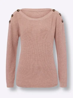 Strickpullover mit Zierknöpfen an den Schultern