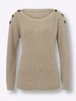 Strickpullover mit Zierknöpfen an den Schultern