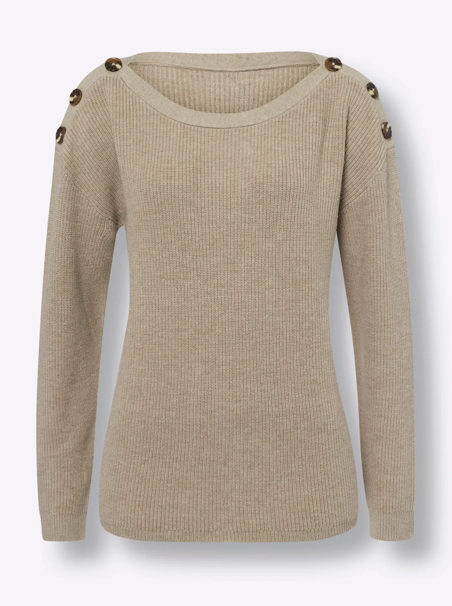 Strickpullover mit Zierknöpfen an den Schultern