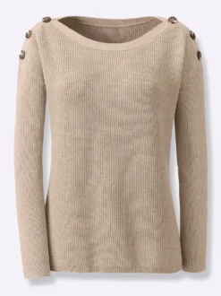Strickpullover mit Zierknöpfen an den Schultern