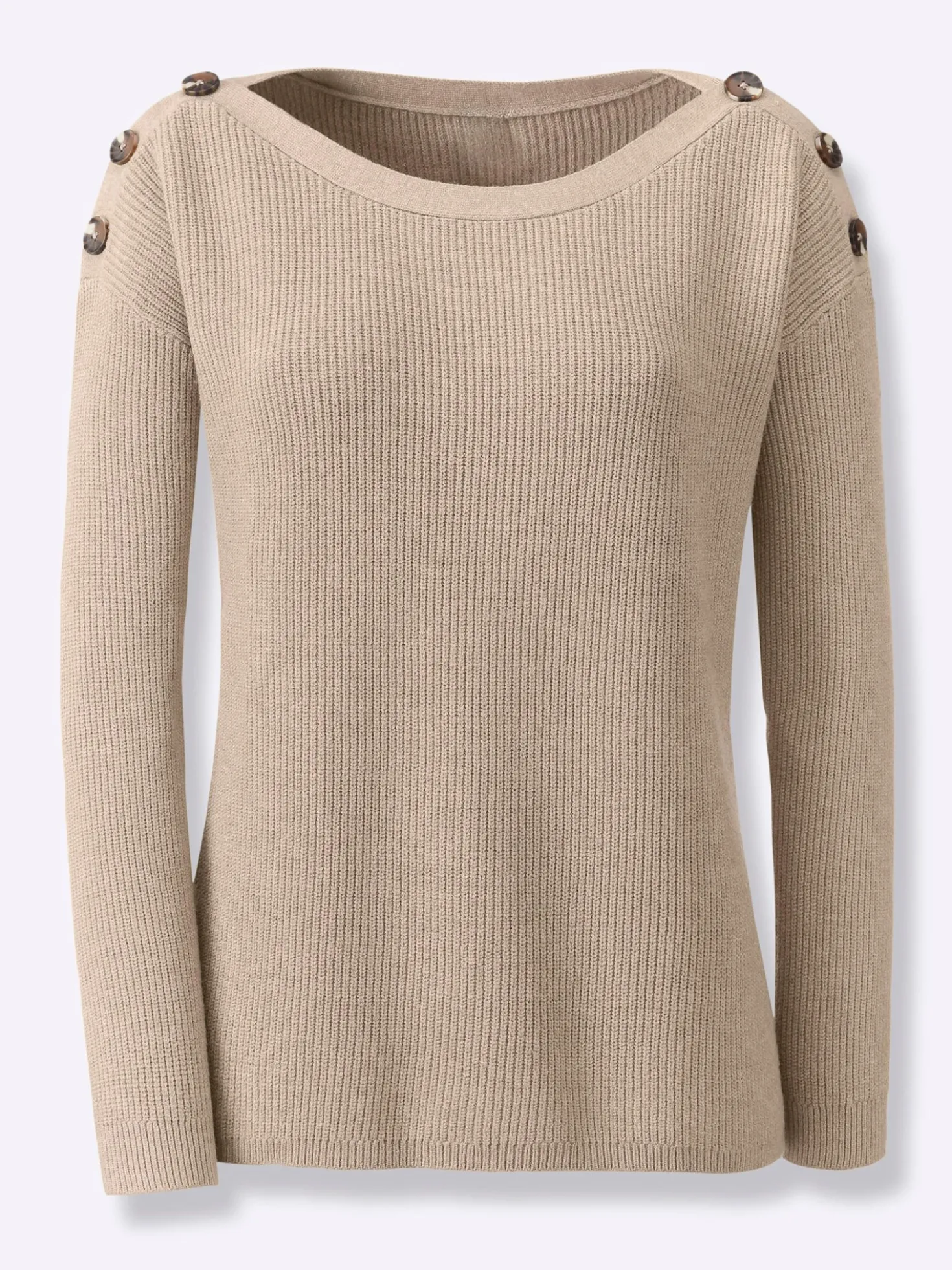 Strickpullover mit Zierknöpfen an den Schultern