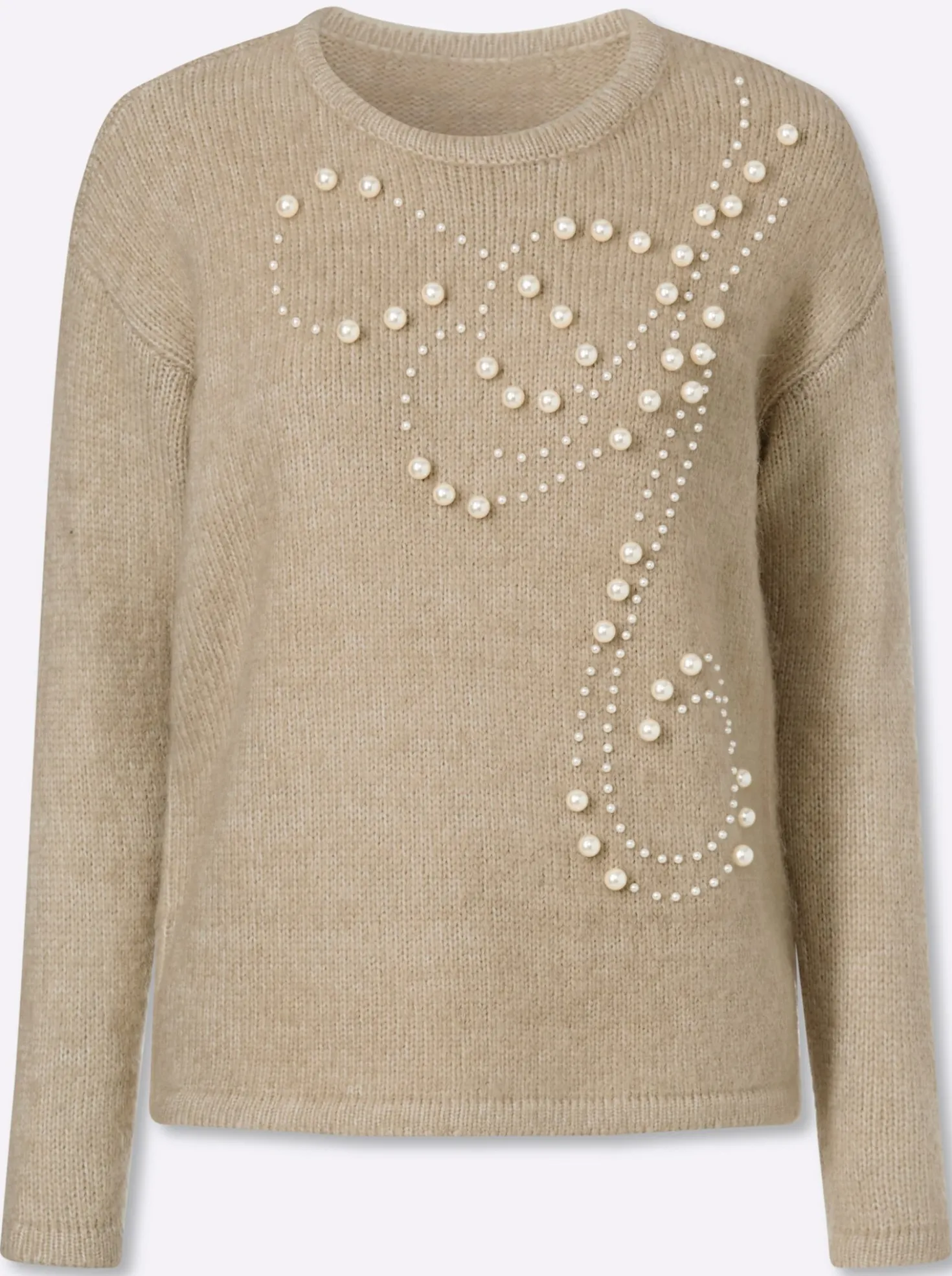 Strickpullover mit Zierperlen-Deko