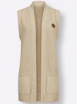 Strickweste in Longform, gerippt