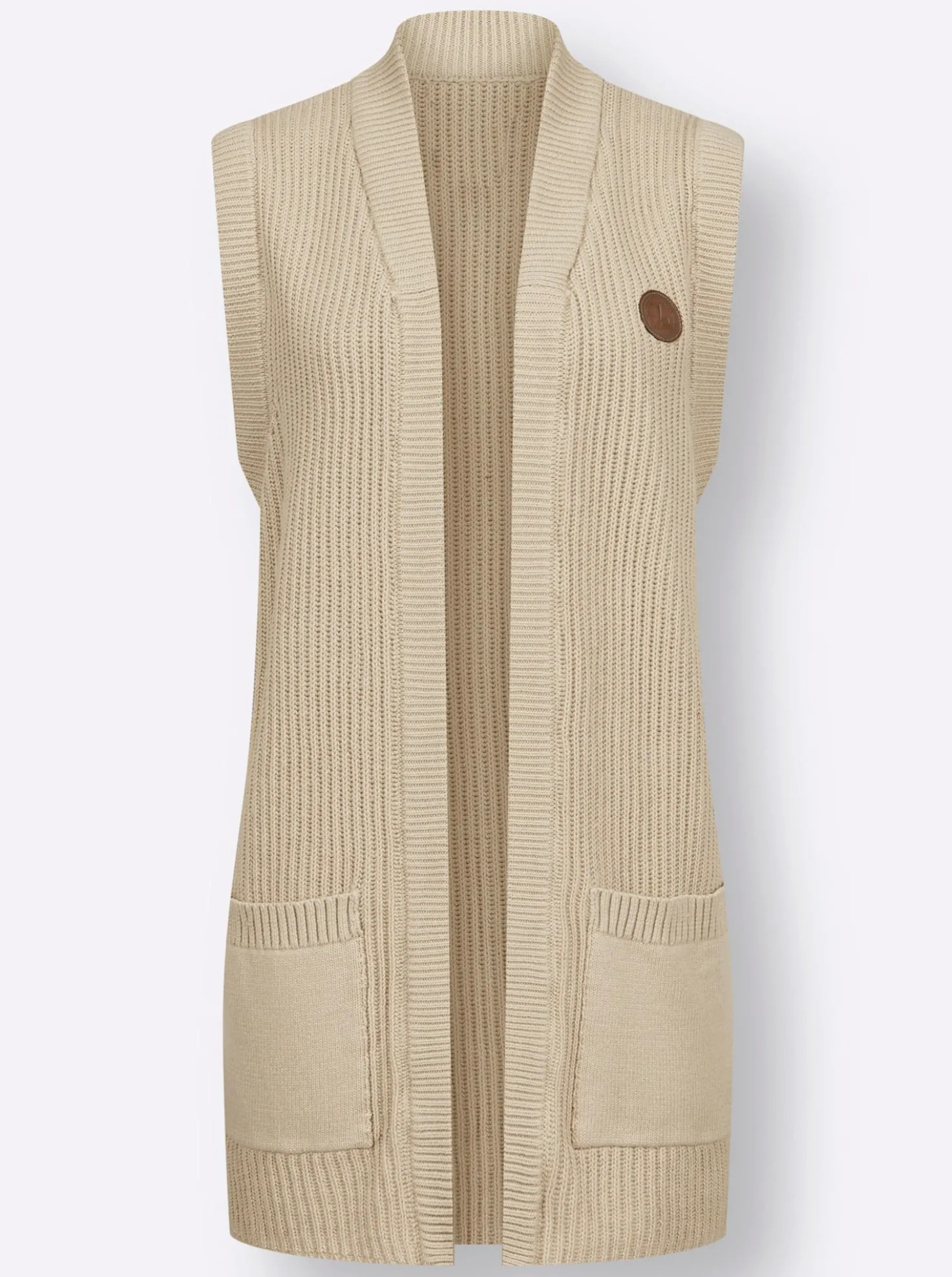 Strickweste in Longform, gerippt