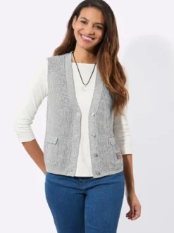 Strickweste mit Ripp-Abschlüssen