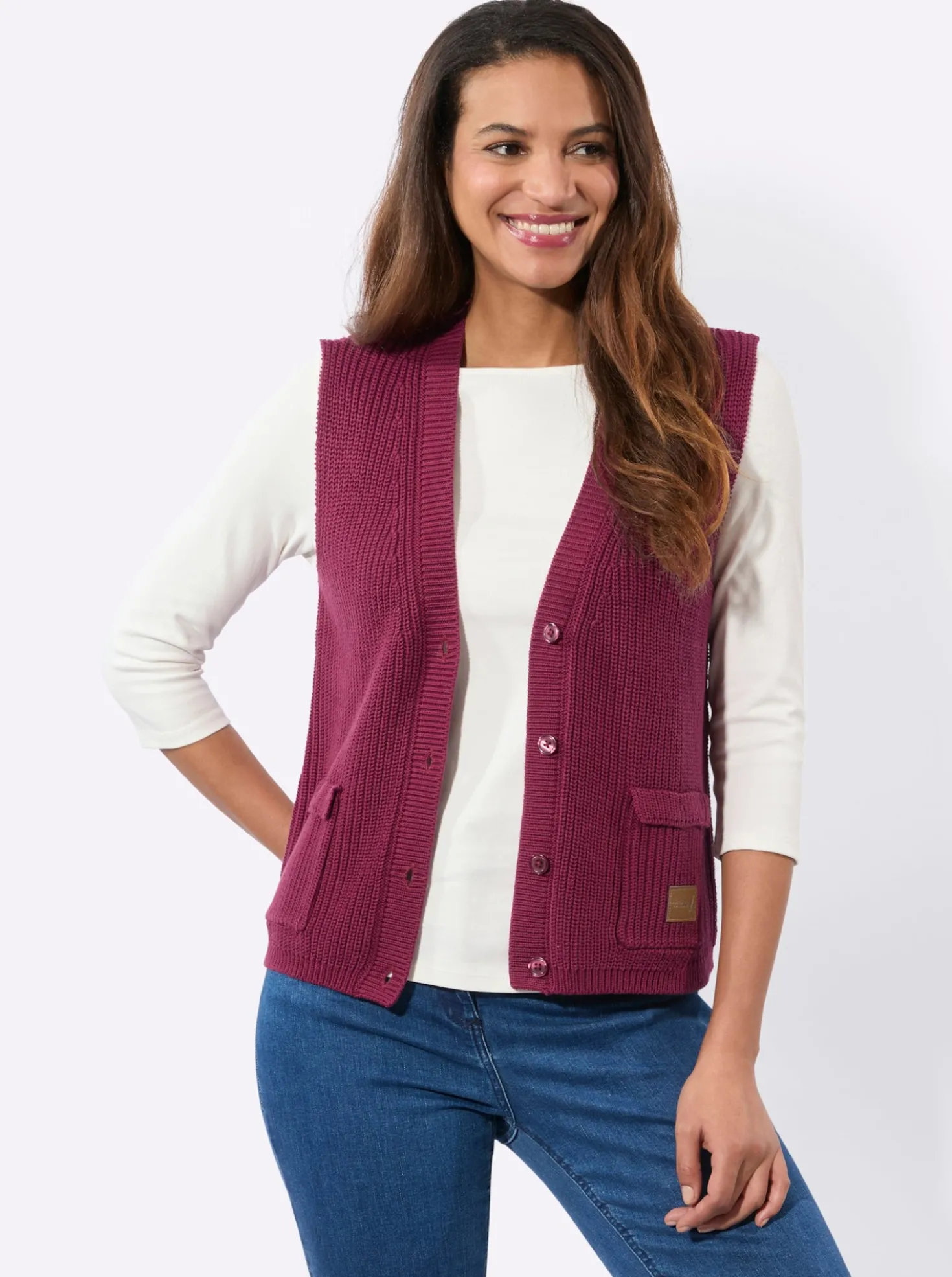 Strickweste mit Ripp-Abschlüssen