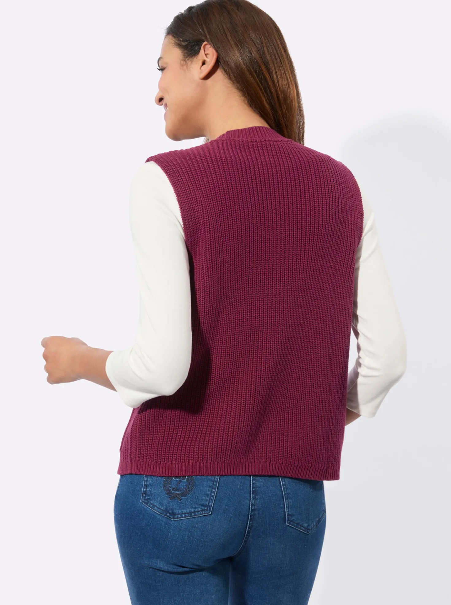 Strickweste mit Ripp-Abschlüssen