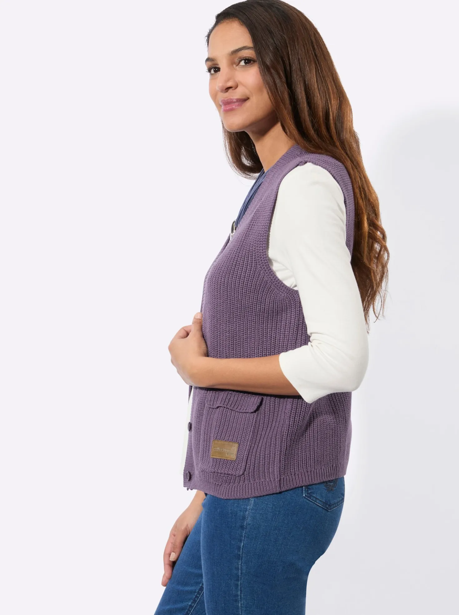 Strickweste mit Ripp-Abschlüssen
