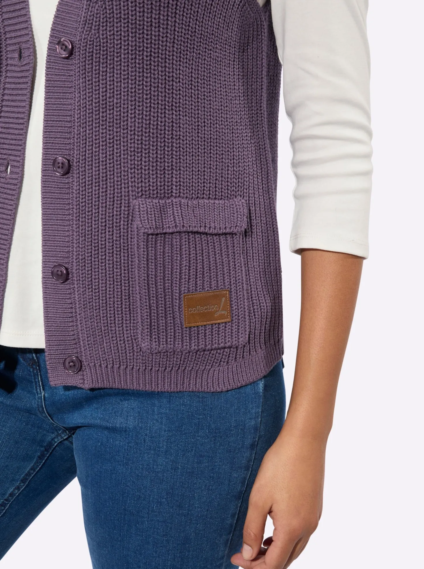 Strickweste mit Ripp-Abschlüssen
