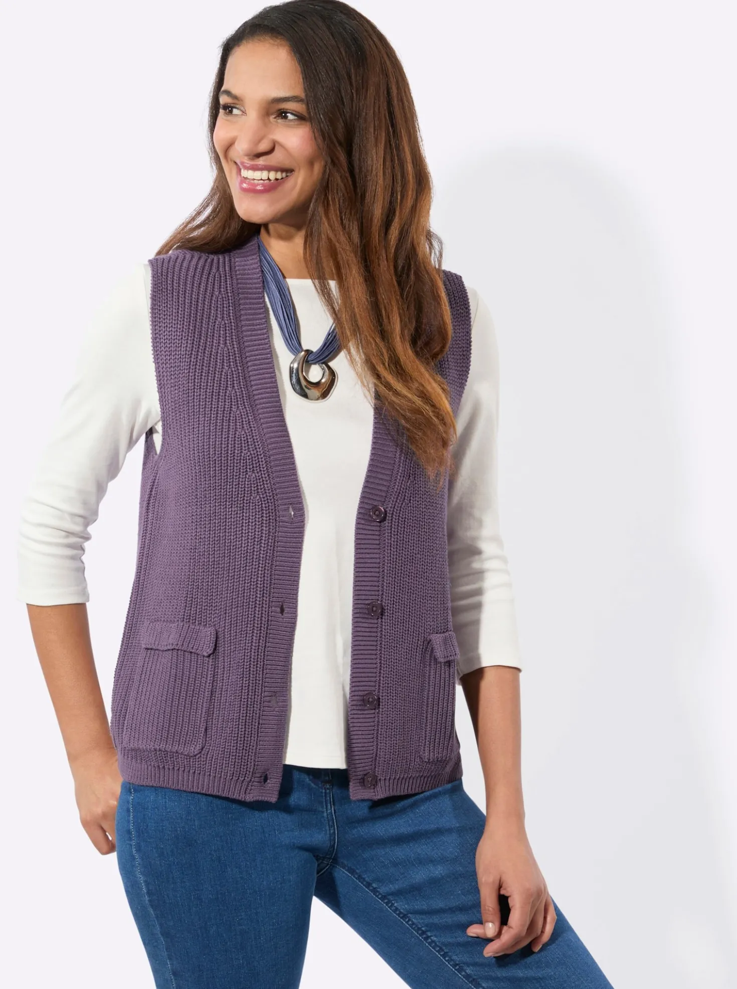 Strickweste mit Ripp-Abschlüssen