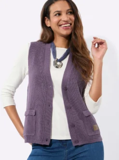 Strickweste mit Ripp-Abschlüssen