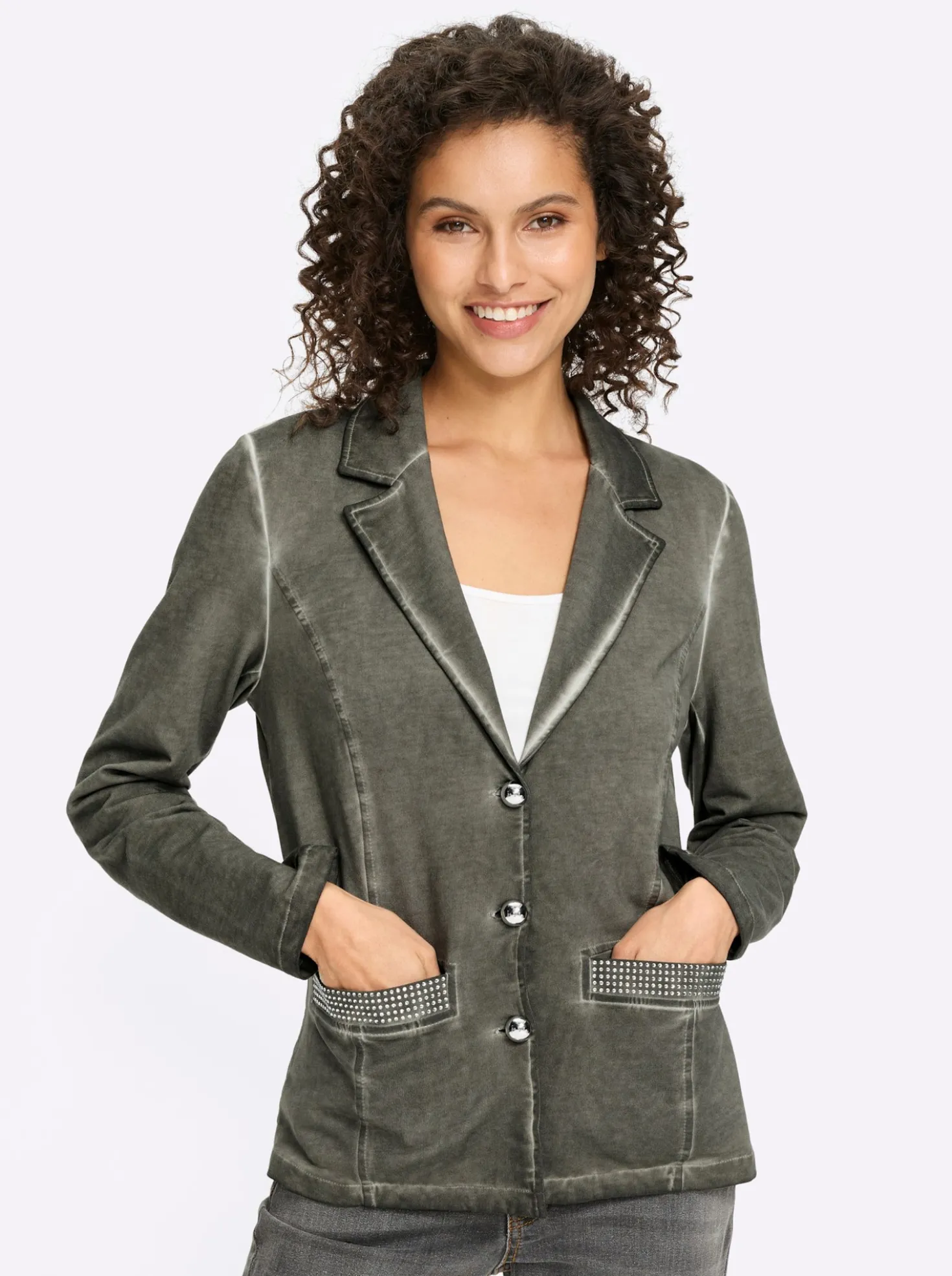 Sweatblazer mit Ziersteinen