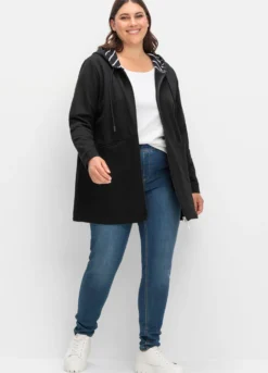Sweatjacke in Longform, innen angeraut
