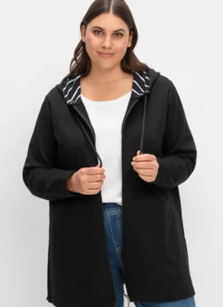 Sweatjacke in Longform, innen angeraut
