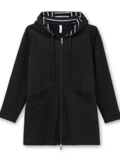 Sweatjacke in Longform, innen angeraut