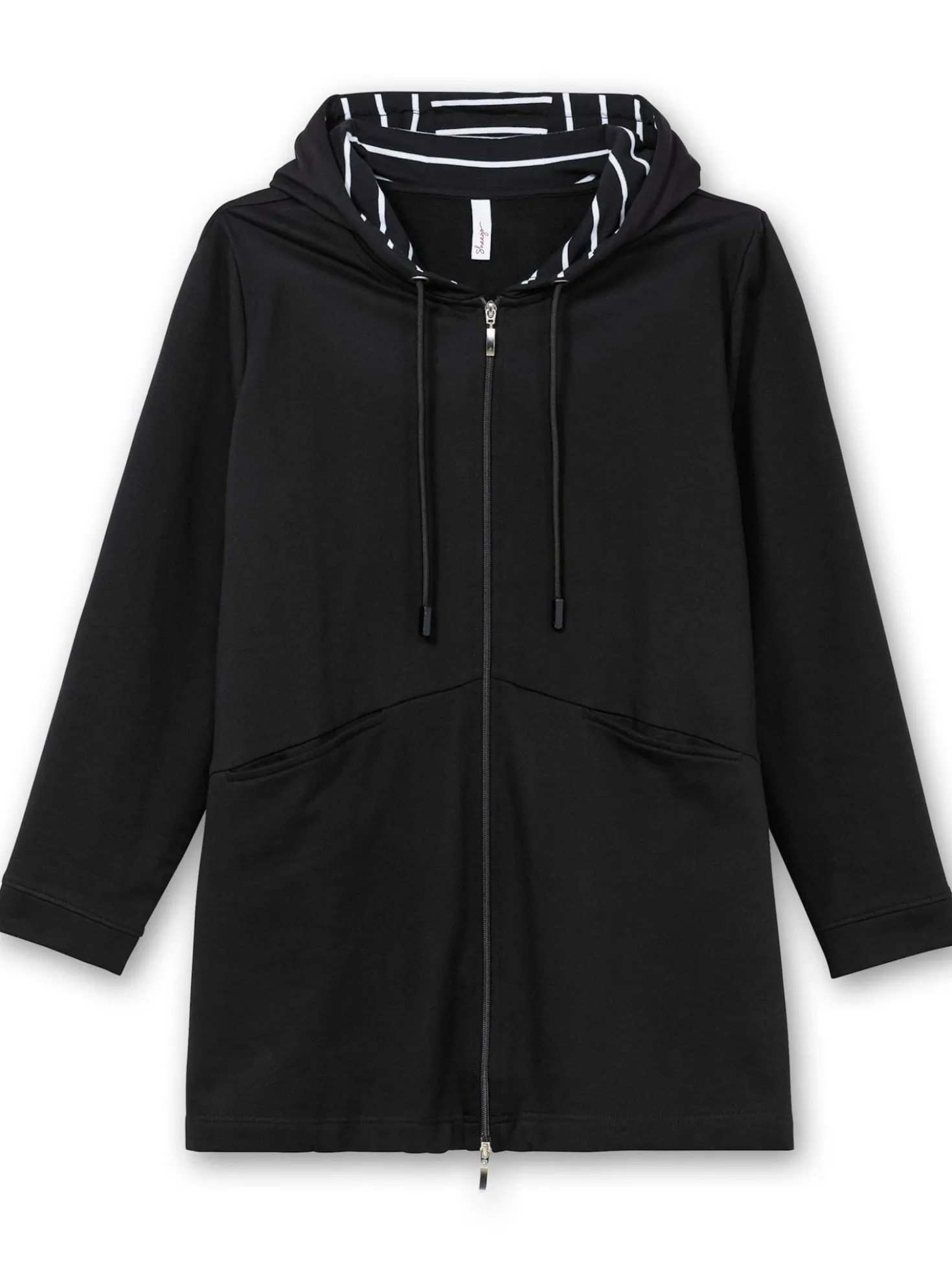Sweatjacke in Longform, innen angeraut