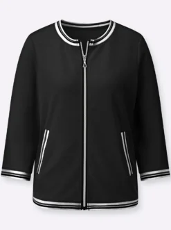 Sweatjacke mit gestreiften Bündchen