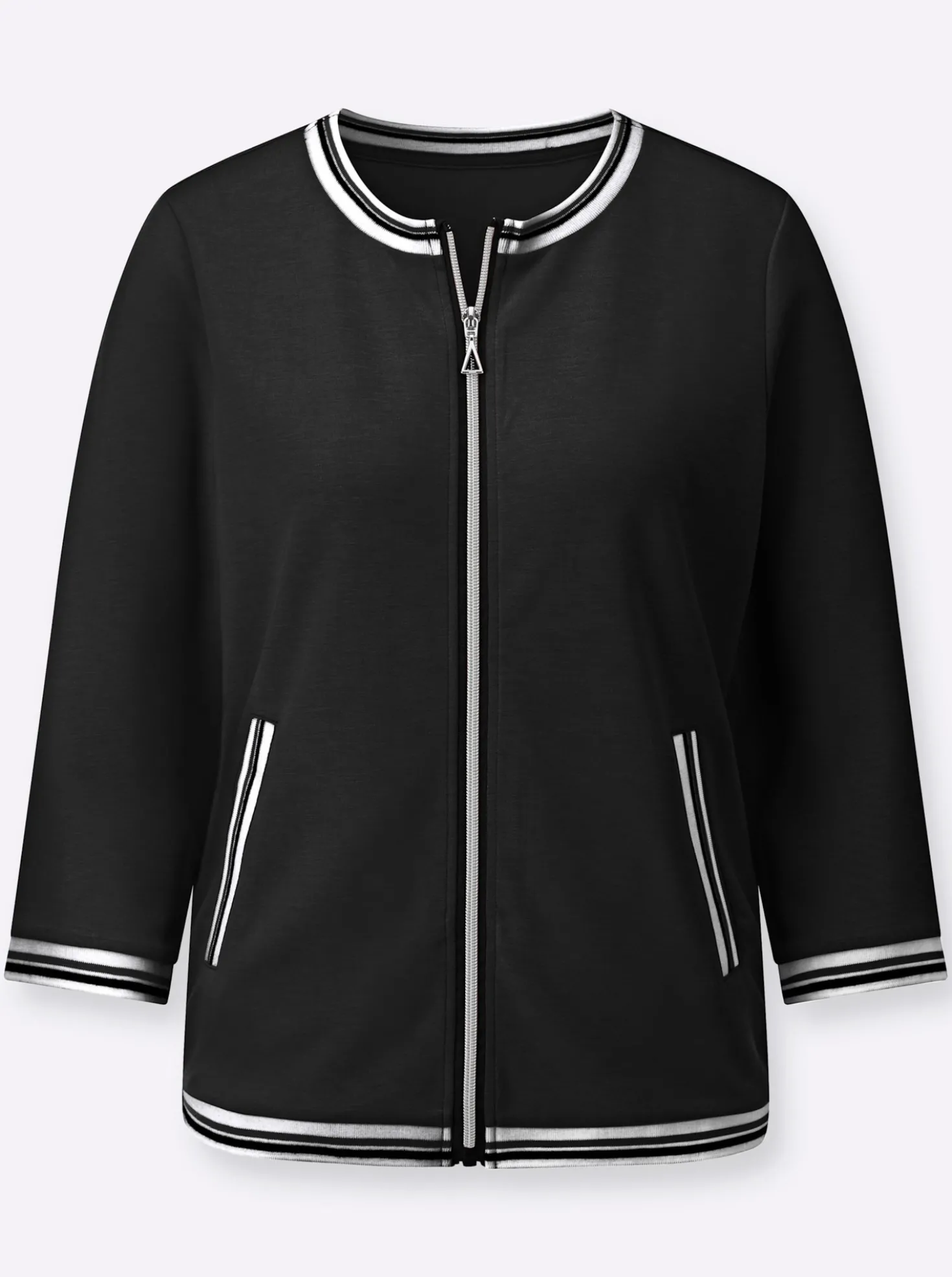 Sweatjacke mit gestreiften Bündchen