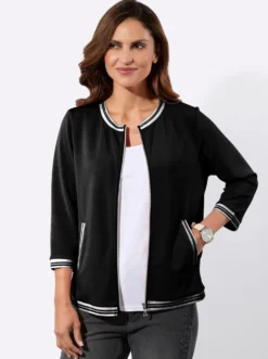 Sweatjacke mit gestreiften Bündchen