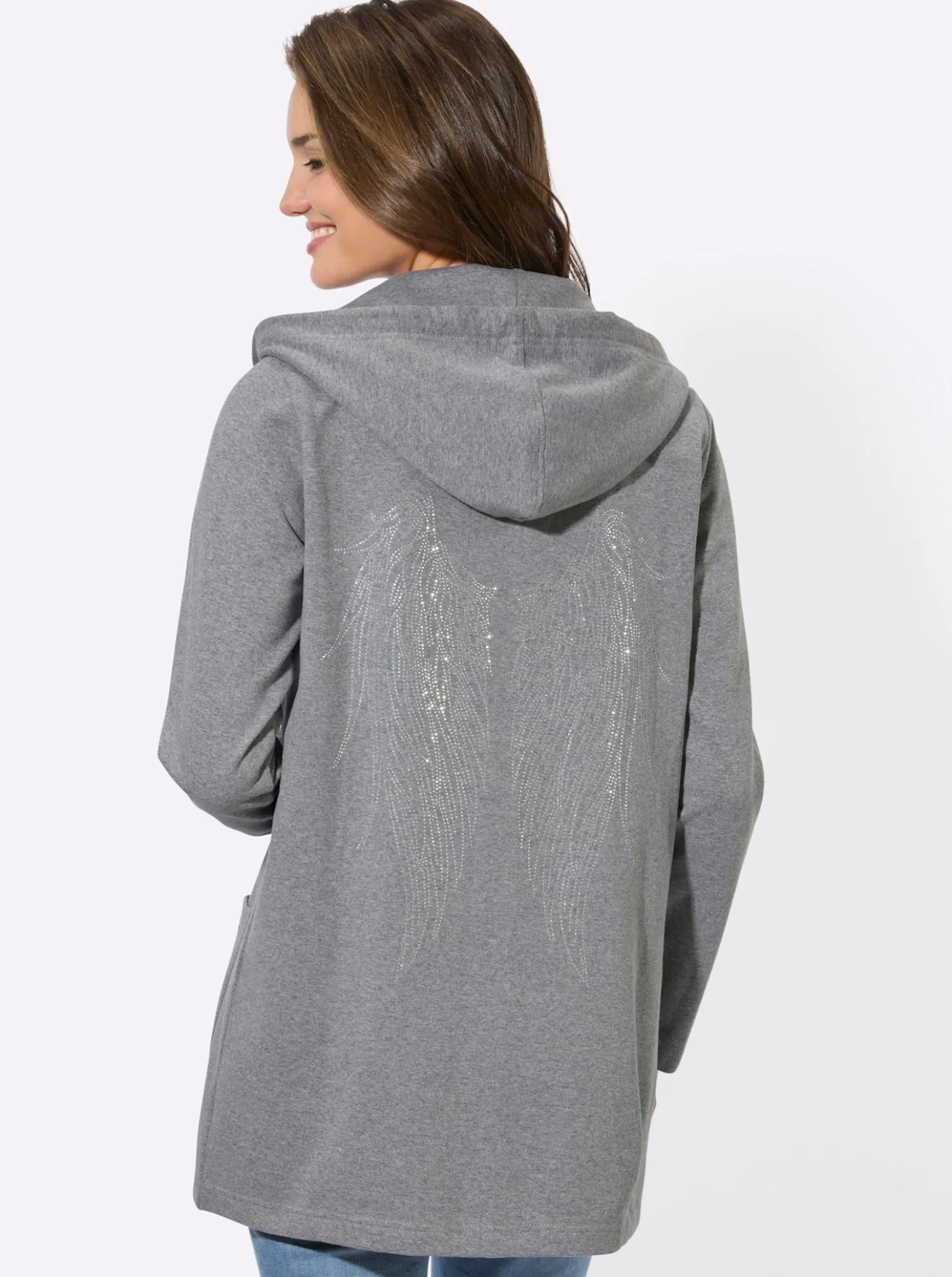 Sweatjacke mit Glitzer-Applikation hinten