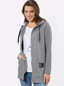Sweatjacke mit Glitzer-Applikation hinten