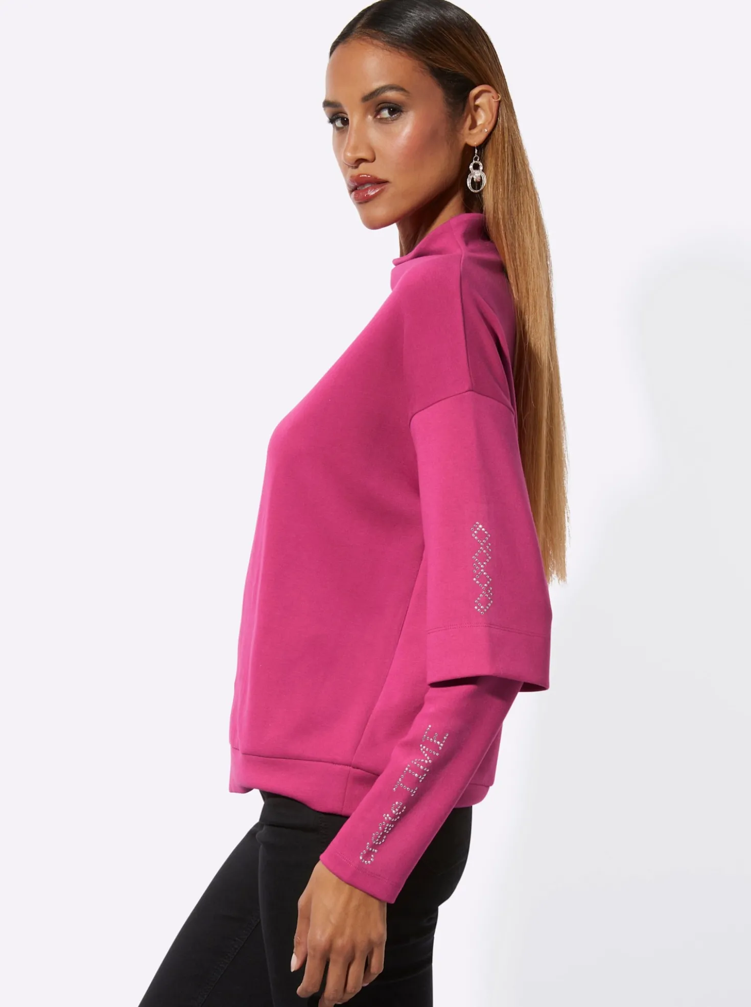 Sweatshirt im softweichen Material-Mix