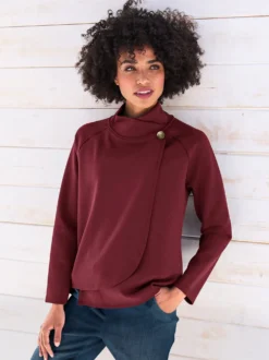 Sweatshirt in asymmetrischer Wickel-Optik