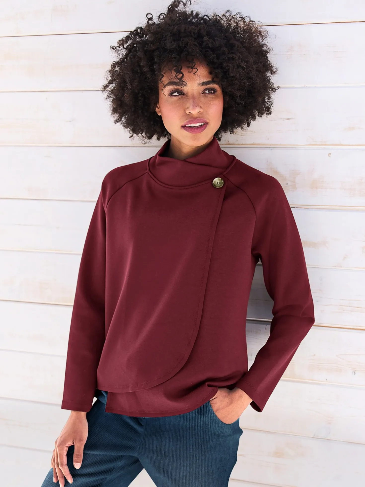 Sweatshirt in asymmetrischer Wickel-Optik