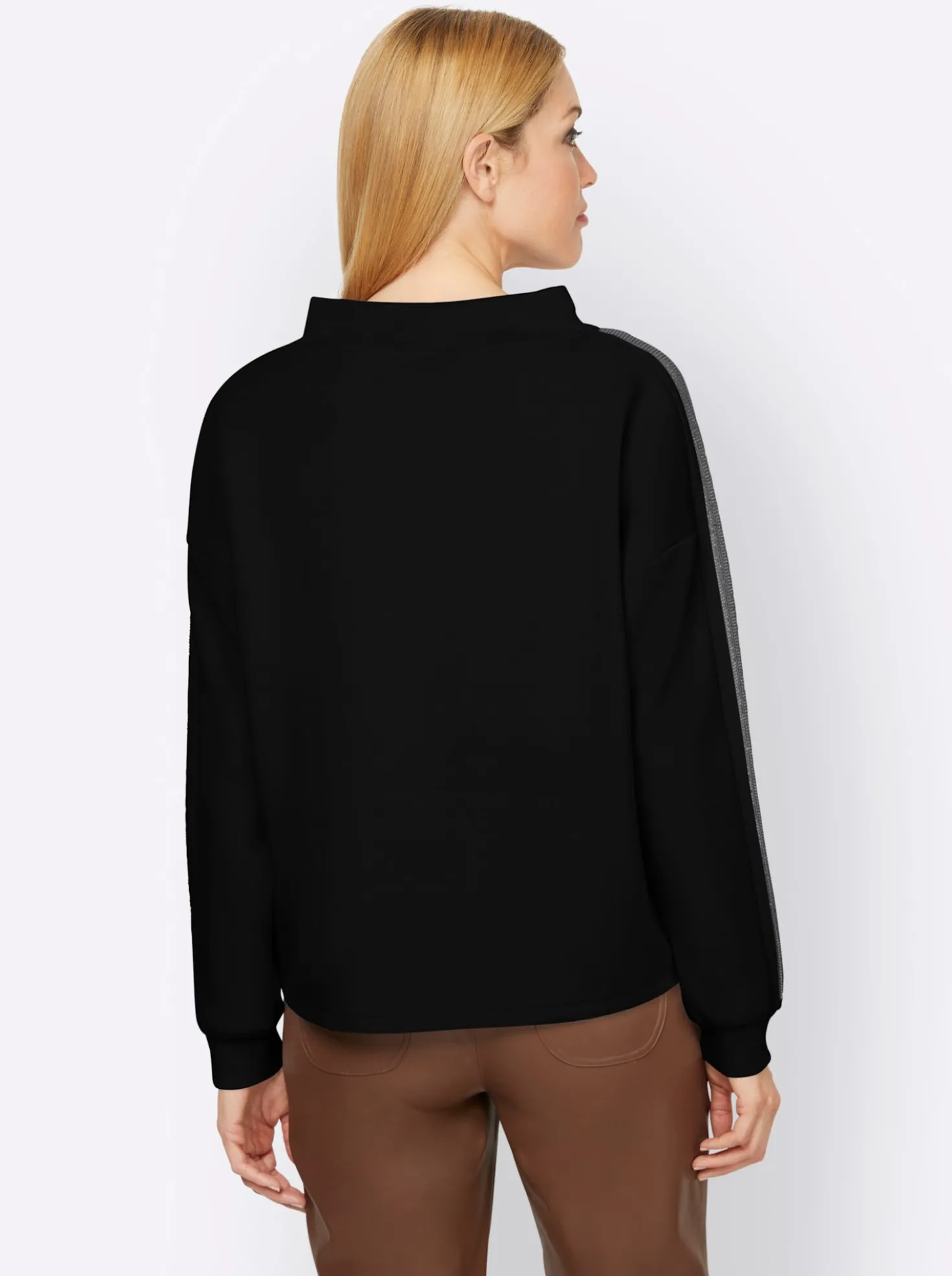 Sweatshirt mit Galonstreifen aus Ziersteinchen