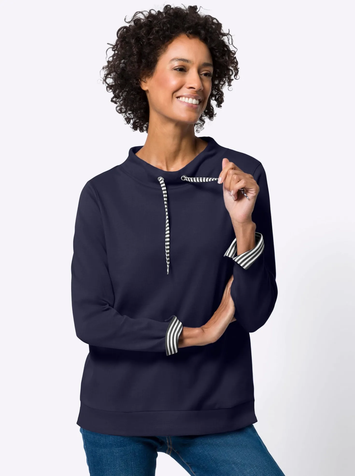 Sweatshirt mit gestreiftem Bindeband