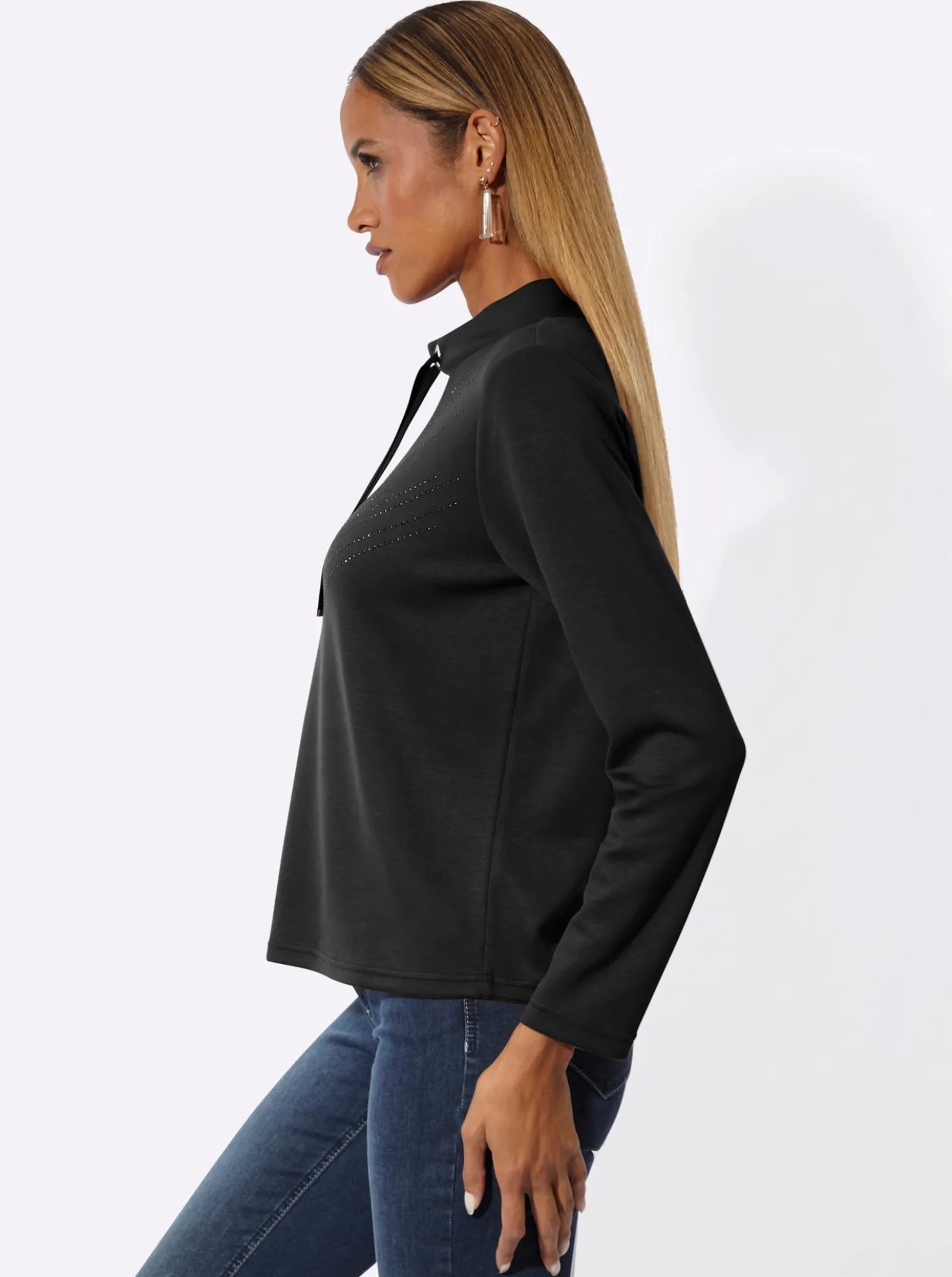 Sweatshirt mit Glitzersteinchen-Verzierung