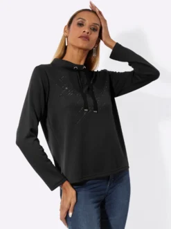 Sweatshirt mit Glitzersteinchen-Verzierung