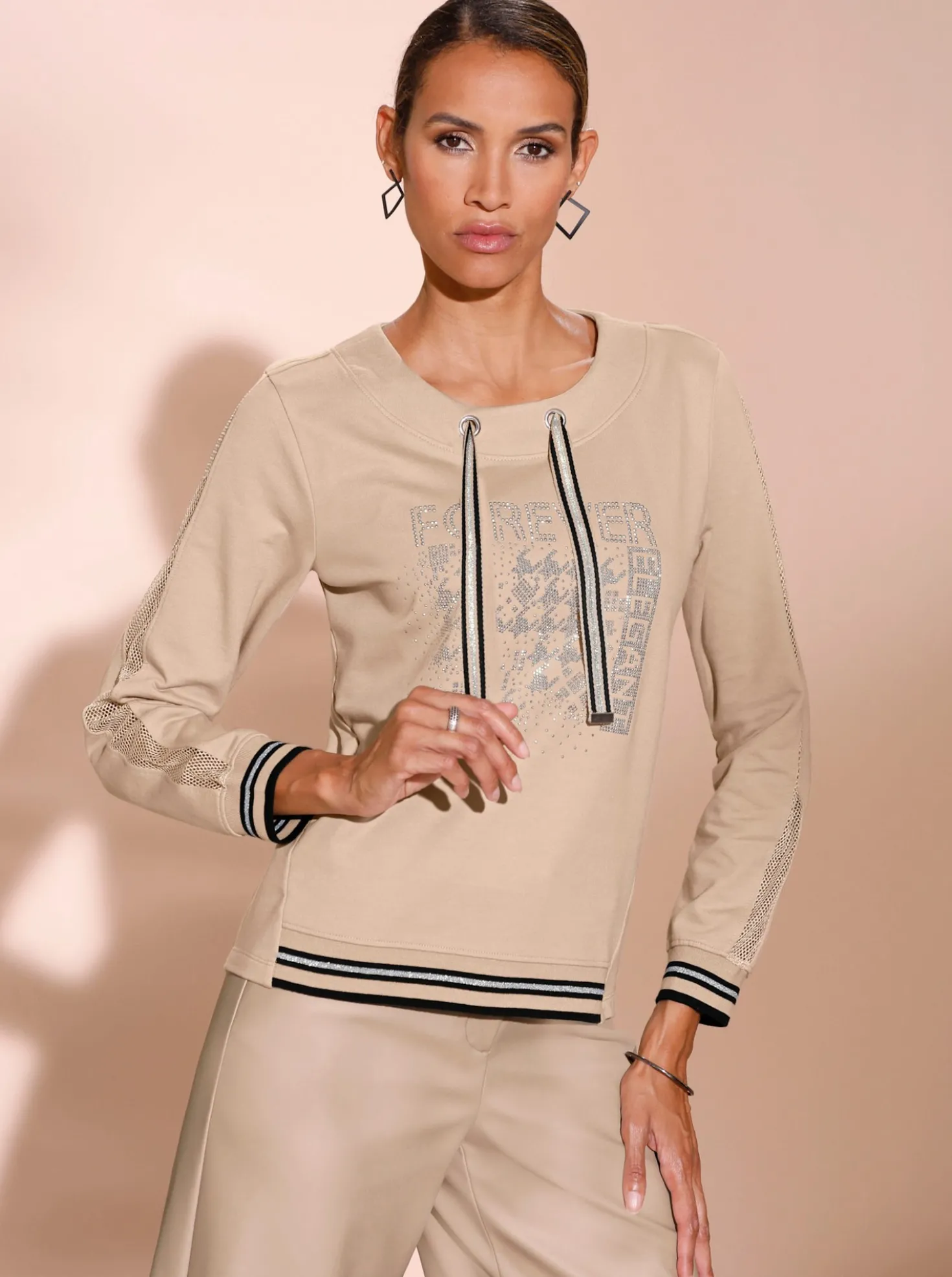 Sweatshirt mit Netz-Einsatz