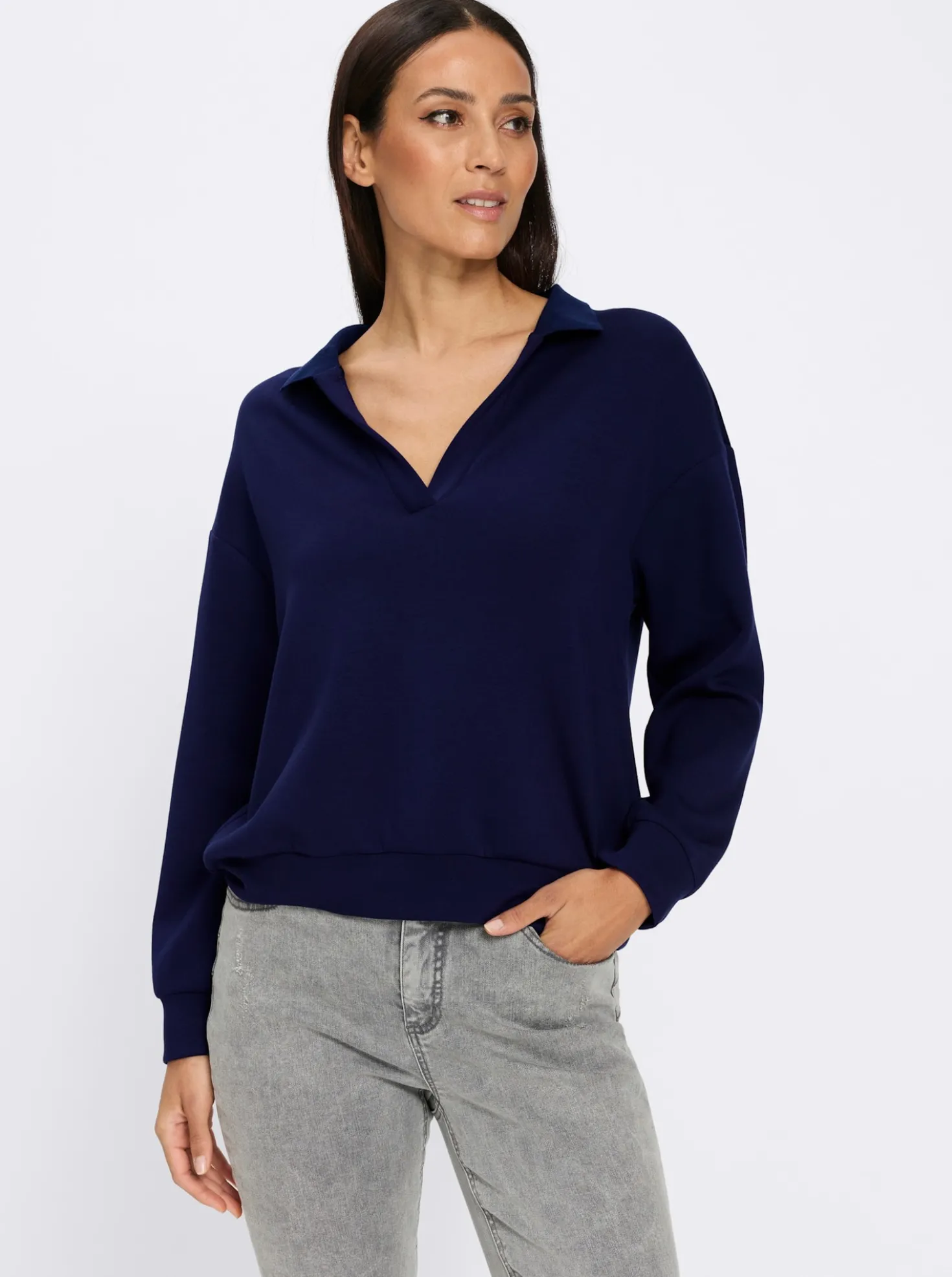 Sweatshirt mit Polokragen