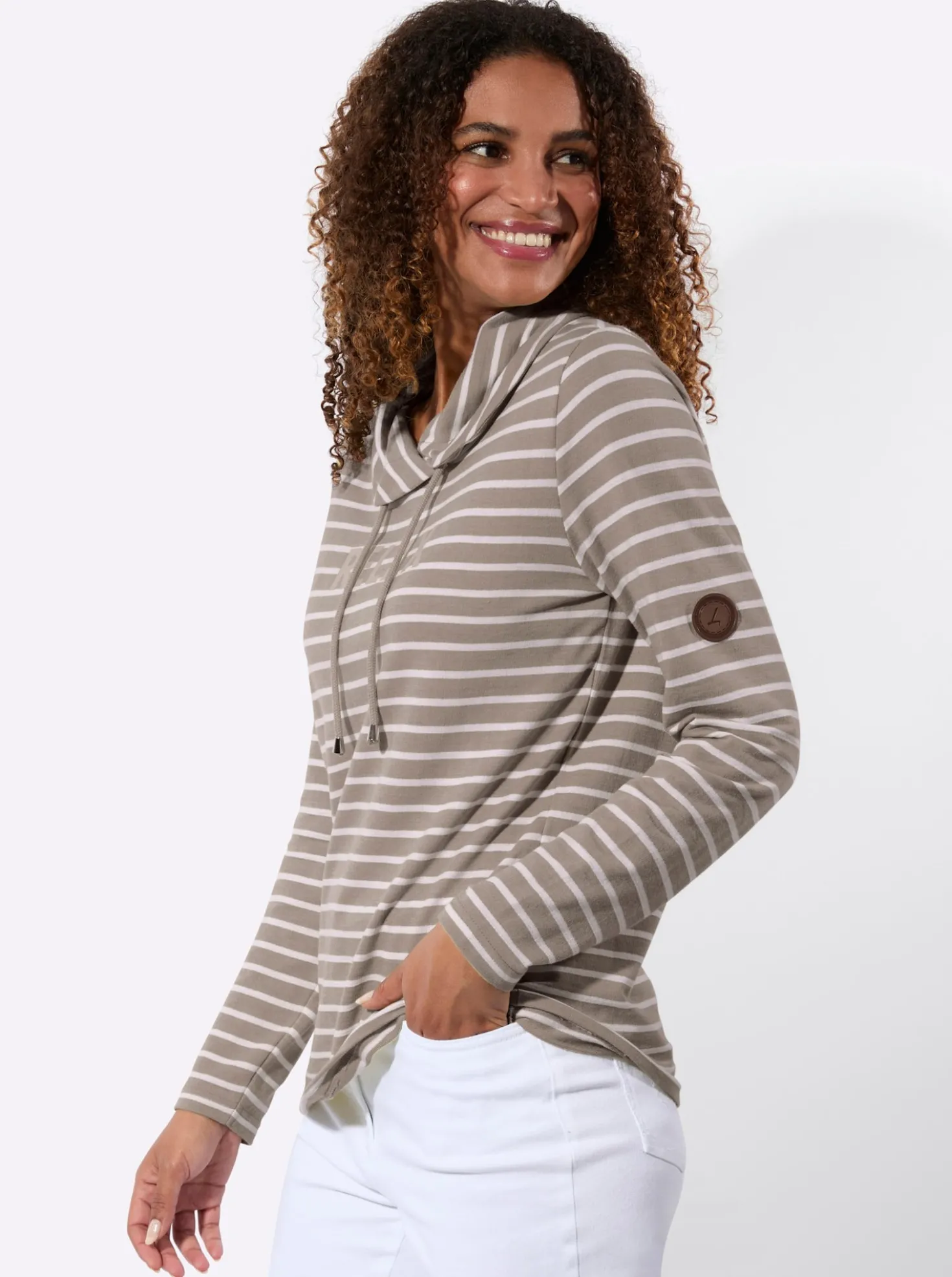 Sweatshirt mit regulierbarem Rollkragen