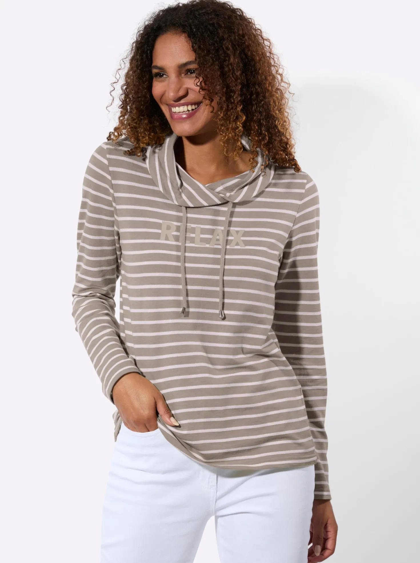 Sweatshirt mit regulierbarem Rollkragen