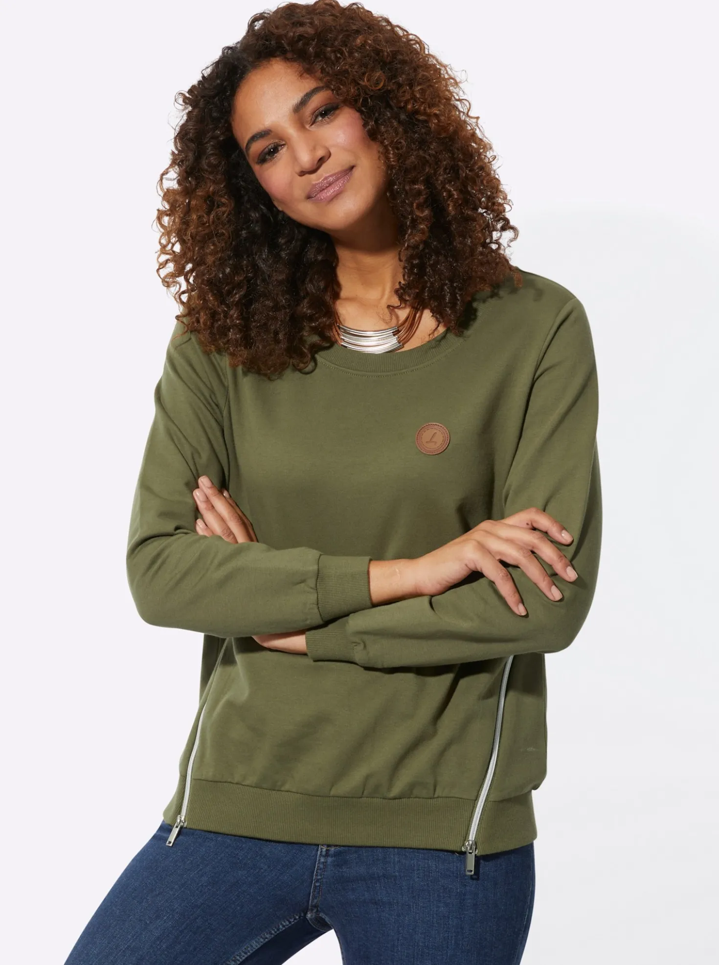 Sweatshirt mit Rippbündchen